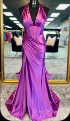 Halter Mermaid Long Evening Prom Dress With Open Back