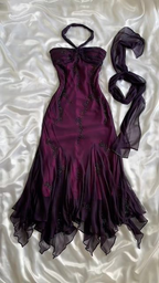 Purple Exquisite Elegant Backless Beaded Long Prom Dress Evening Gown Graduation Dress