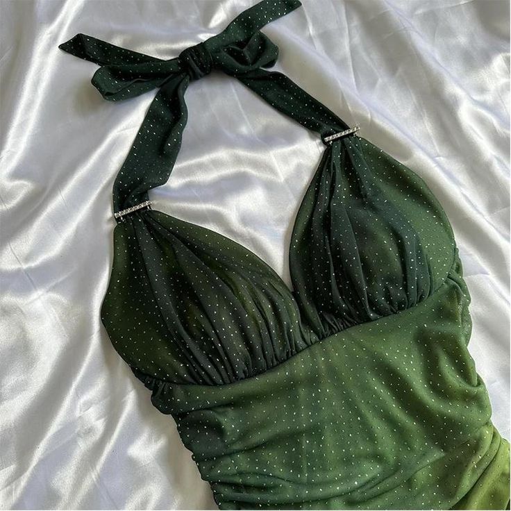 Green Shiny Elegant Strap Gradient Long Chiffon Ball Gown Prom Dress Evening Dress Party Dress Secondary image