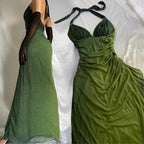 Green Shiny Elegant Strap Gradient Long Chiffon Ball Gown Prom Dress Evening Dress Party Dress