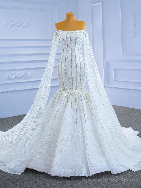 Heavy Beading Sequins Mermaid Off the Shoulder Wedding Dress Main image