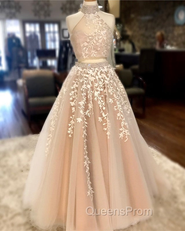 High Neck Open Back Tulle Evening Prom Dress Two Piece Quinceanera Dress Ball Gowns Secondary image