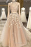 High Neck Open Back Tulle Evening Prom Dress Two Piece Quinceanera Dress Ball Gowns