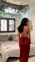 High Quality Burgundy Satin Classy Prom Dress Long Classy Evening Gown