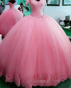 Hot Ball Gown Lace Quinceanera Dress Tulle Appliques Off Shoulder Party Dress
