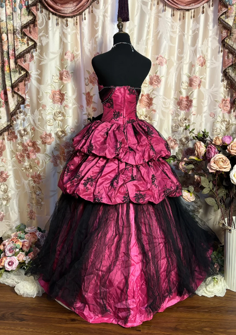 Hot Pink Ball Gown Birthday Dress Vintage Classy Evening Gowns Secondary image