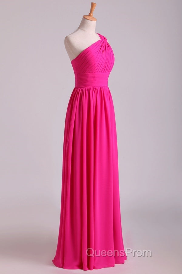 Hot Pink One Shoulder Pleated Bridesmaid Dress Secondary image