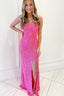 Hot Pink Sequins Mermaid Long Classy Prom Dress