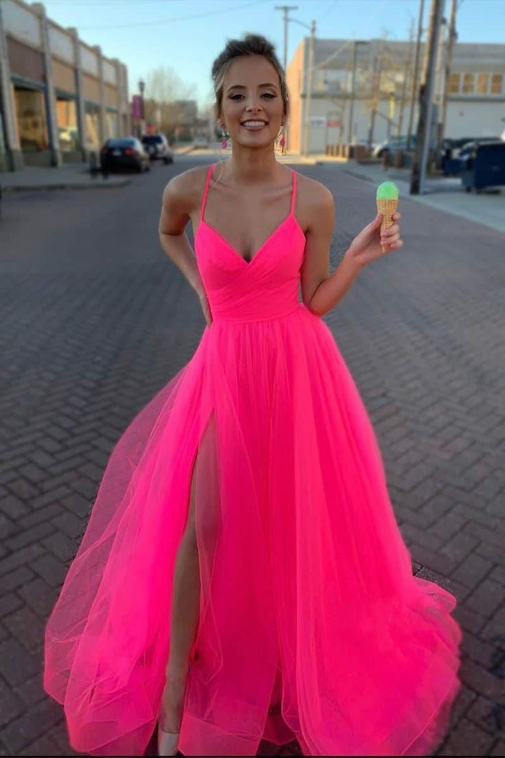 Neck Classy Evening Dress A-Line Split Classy Evening Party Gown Main image