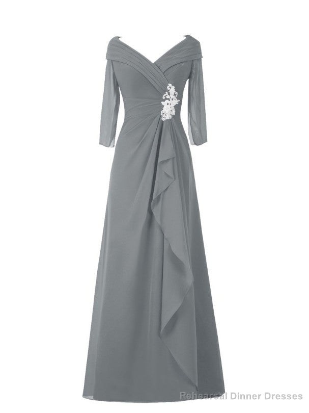 Hot Sale Long Sleeve Beading A-Line Mother of the Bride Dress