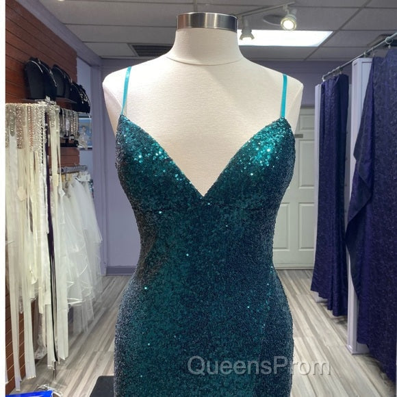 Hot Sequin Emerald Green Evening Prom Dress Backless Long Evening Dress Secondary image