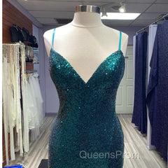 Hot Sequin Emerald Green Evening Prom Dress Backless Long Evening Dress