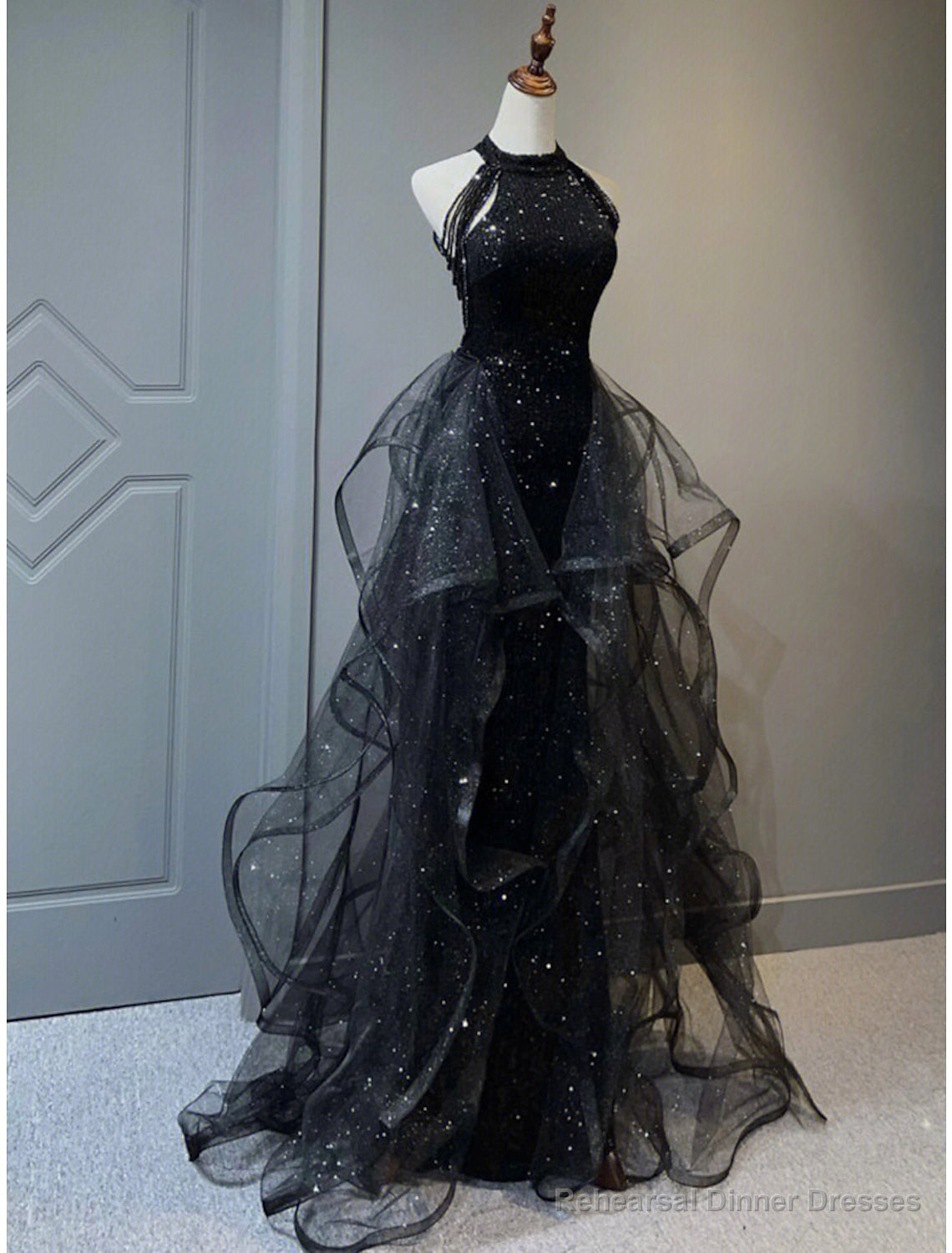 A-Line Prom Black Dress Vintage Dress Wedding Party Birthday Sweep Main image