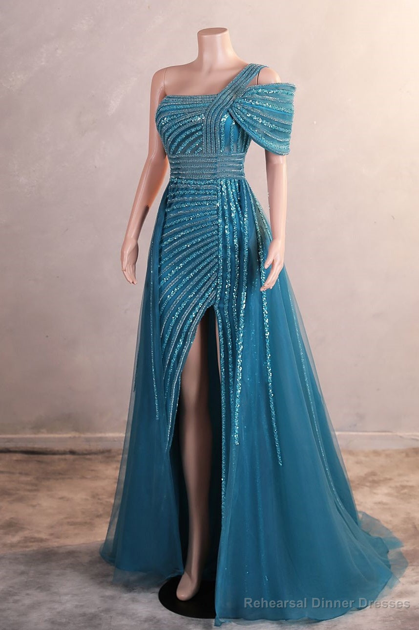 Hunter Green Off Shoulder Mermaid Prom Dresses Luxurious Silver Bead Trumpet Formal Dresses Secondary image