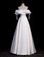 Impressive White Satin Off the Shoulder Beading Prom Dress