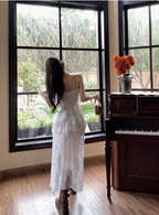 Irregular White Lace Suspenders Slim Fit 19Th Birthday Homecoming Dress