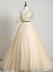 Is a Rite Of Passage Champagne Ball Gown Tulle One Shoulder Sequins Quinceanera Dress