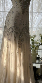 Ivory A Line Straps Beaded Chiffon Long Classy Prom Dress Graduation Classy Prom Dress
