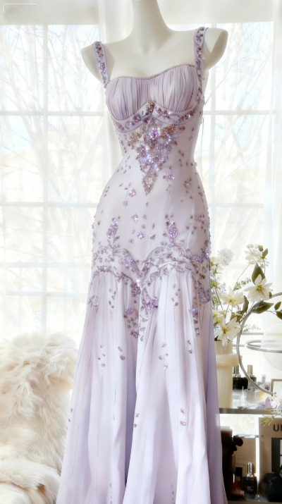 Ivory A Line Straps Beaded Chiffon Long Classy Prom Dress Graduation Classy Prom Dress
