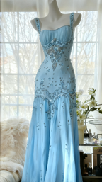 Ivory A Line Straps Beaded Chiffon Long Classy Prom Dress Graduation Classy Prom Dress