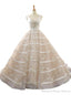 Ivory Ball Gown V-neck Backless Train Appliques Wedding Dress