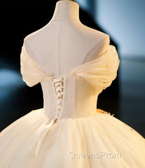 Ivory Ball Gown With Flowers Sweetheart Formal Dress, Lovely Sweet 16 Dress Party Dress