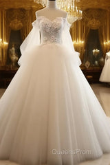 Ivory Flowers And Lace Applique Tulle Sweet 16 Dress, Long Formal Gown