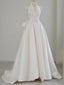 Ivory Satin V-neck Wedding Dress