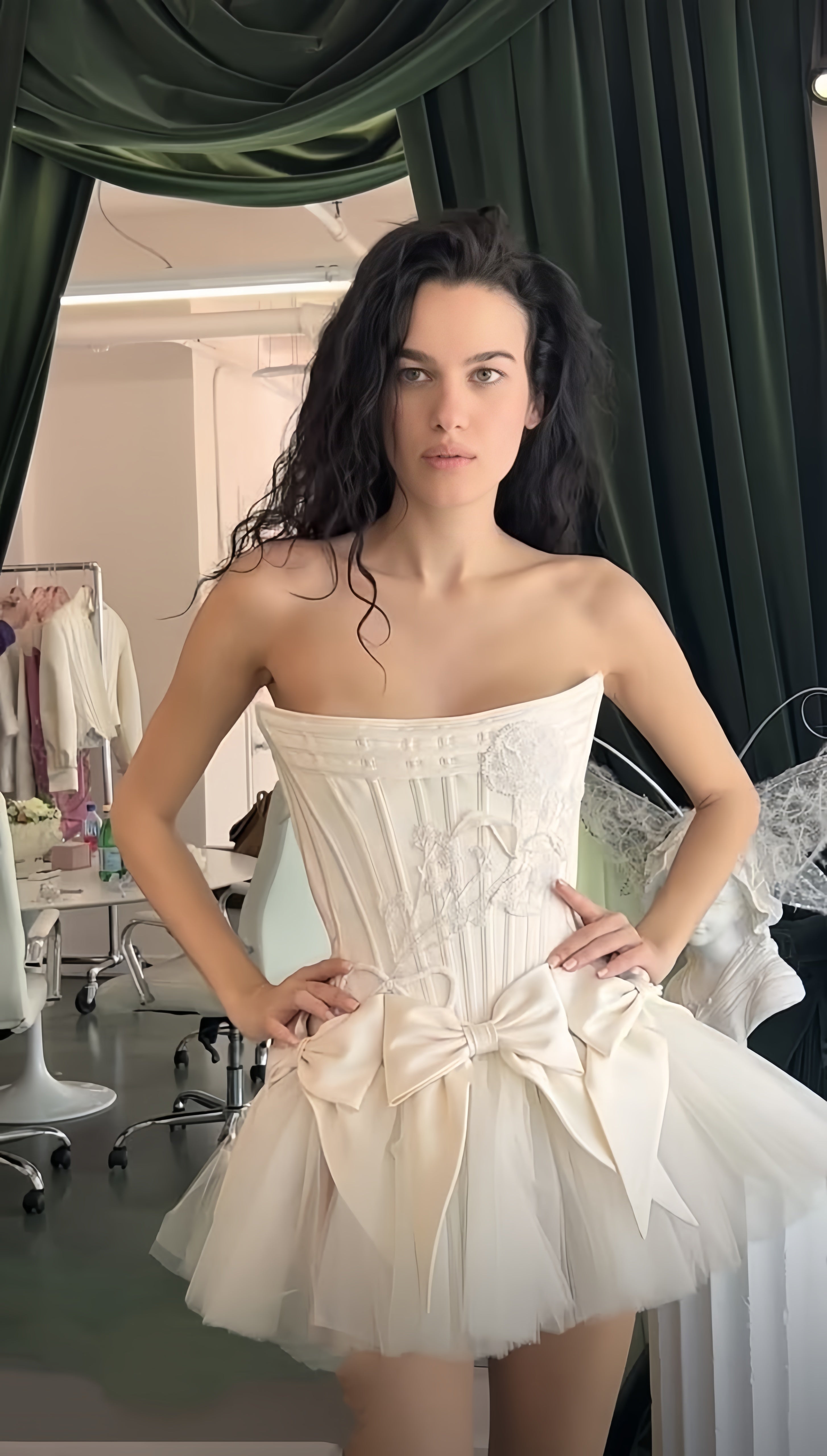 Ivory Strapless Wedding Dress, Short Hoco Classy Prom Dress, Secondary image