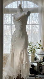 Ivory White Elegant Fashion Exquisite Floral Beading Long Chiffon Ball Gown Classy Evening Dress Party Dress