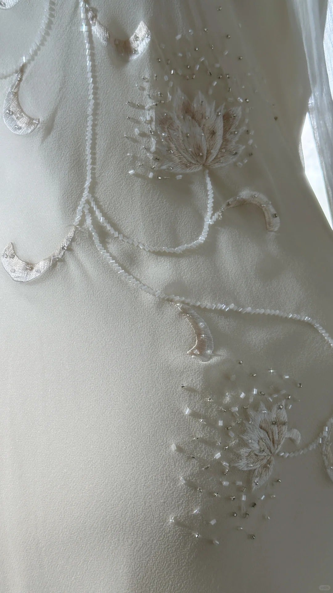 Ivory White Elegant Fashion Exquisite Floral Beading Long Chiffon Ball Gown Classy Evening Dress Party Dress