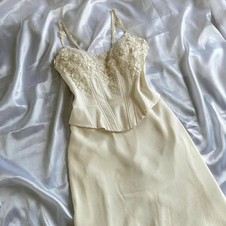Ivory Luxury Gorgeous Fashion Exquisite Flowers Beading Long Chiffon Elegant Ball Gown Classy Evening Dress Party Dress Secondary image
