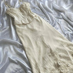 Ivory Luxury Gorgeous Fashion Exquisite Flowers Beading Long Chiffon Elegant Ball Gown Classy Evening Dress Party Dress