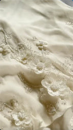Ivory Luxury Gorgeous Fashion Exquisite Flowers Beading Long Chiffon Elegant Ball Gown Classy Evening Dress Party Dress