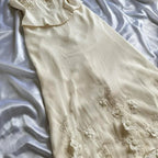 Ivory Luxury Gorgeous Fashion Exquisite Flowers Beading Long Chiffon Elegant Ball Gown Classy Evening Dress Party Dress