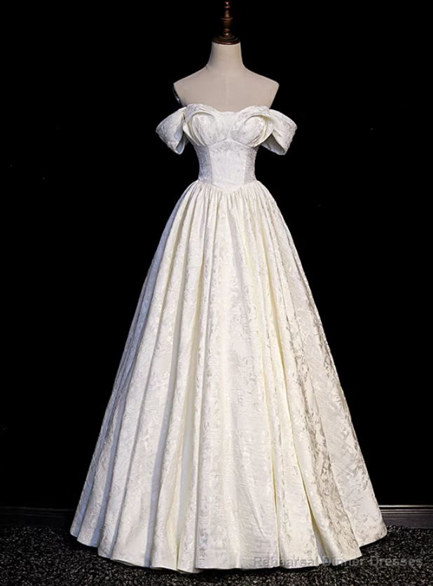 Ivory White Off the Shoulder Prom Dress Main image