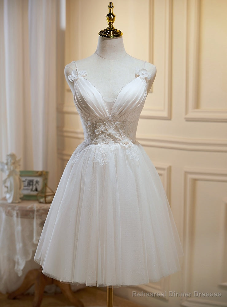 Ivory White Tulle Lace Homecoming Dress Main image