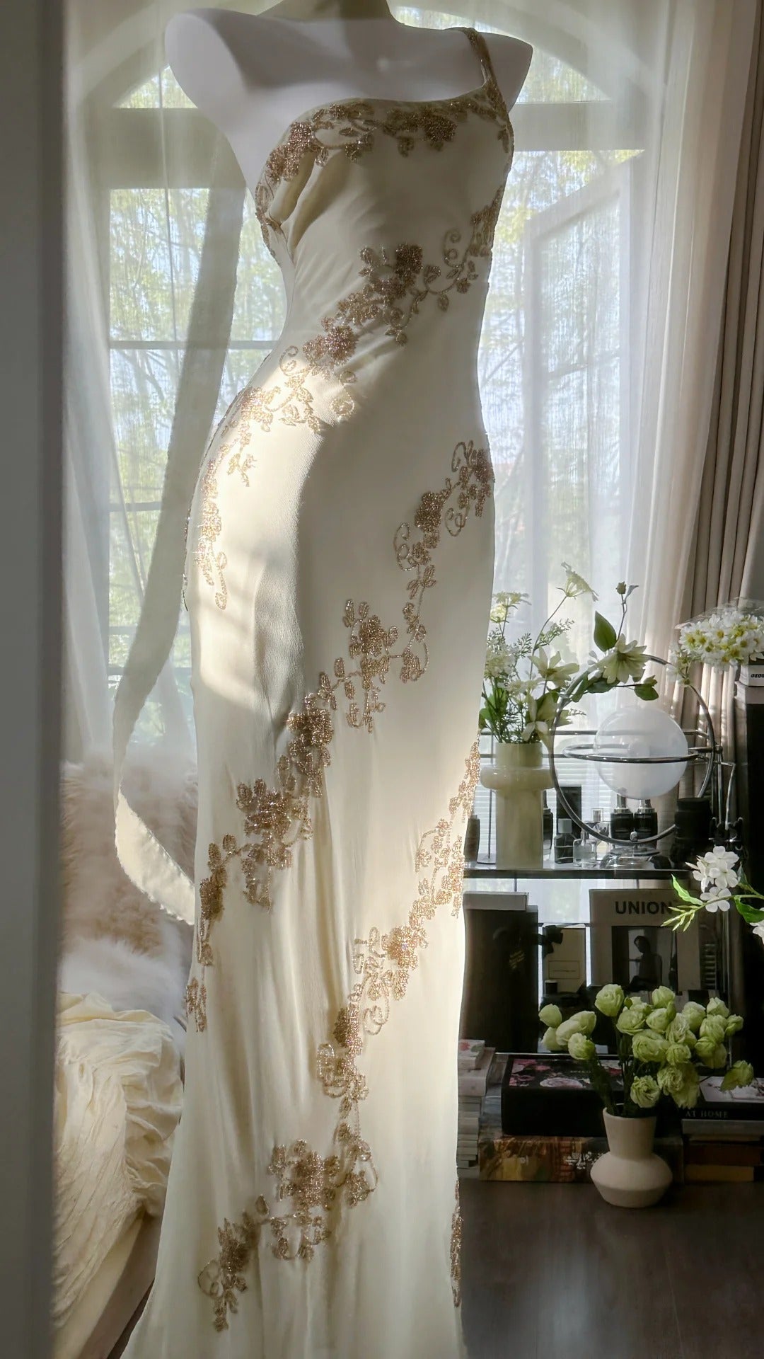 Ivory/Green Vintage Fashion One Shoulder Exquisite Beaded Long Chiffon Ball Gown Birthday Party Dress Cocktail Party Dress Classy Evening Dress Classy Prom Dress