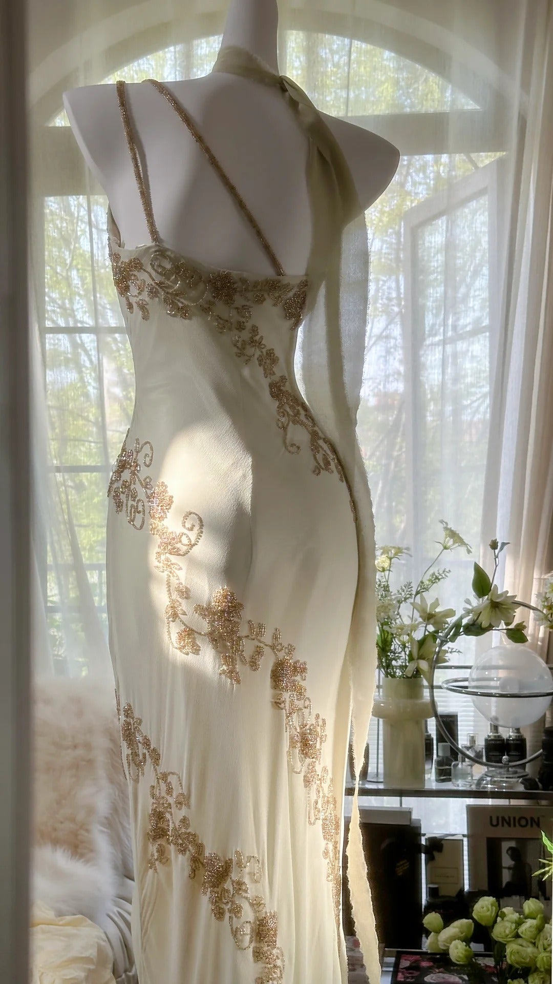 Ivory/Green Vintage Fashion One Shoulder Exquisite Beaded Long Chiffon Ball Gown Birthday Party Dress Cocktail Party Dress Classy Evening Dress Classy Prom Dress