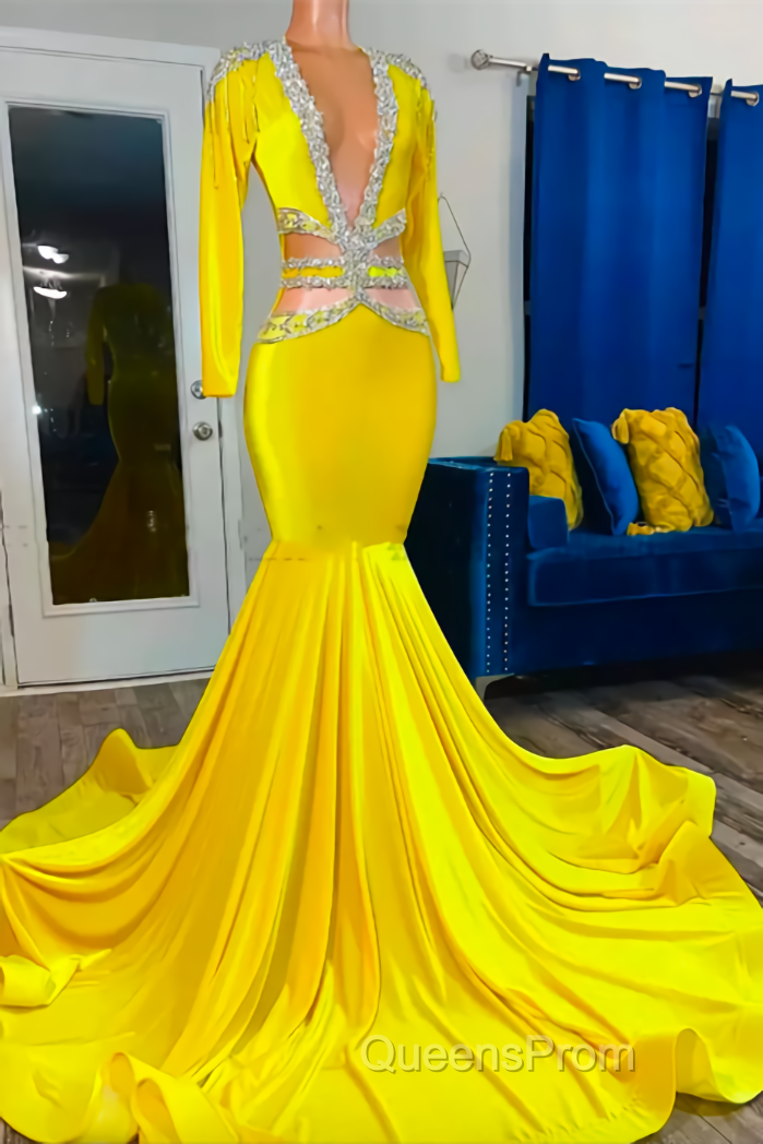 Jewel Mermaid Lace Sequined Beaded Floor-length Long Sleeve Evening Prom Dress Secondary image