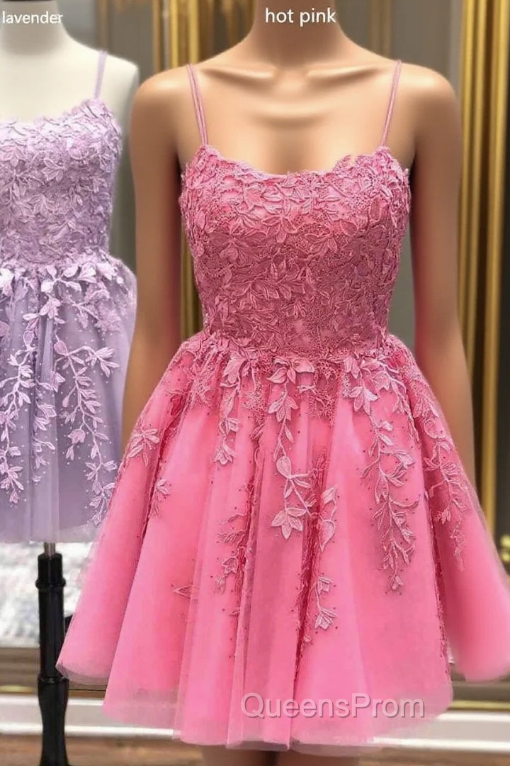 Lace Applique A-line Homecoming Dress Short Evening Prom Dress,Semi Formal Dress Main image