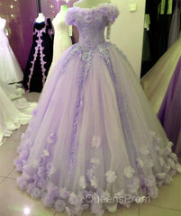 Lace Appliques Ball Gown Quinceanera Dress Tulle Flowers