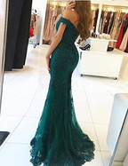 Lace Beaded Tulle Maxi Classy Evening Dress Off The Shoulder Mermaid Classy Party Dress