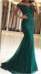 Lace Beaded Tulle Maxi Classy Evening Dress Off The Shoulder Mermaid Classy Party Dress