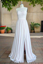 Lace/Chiffon One-Shoulder Floor-Length Bridesmaid Dresses