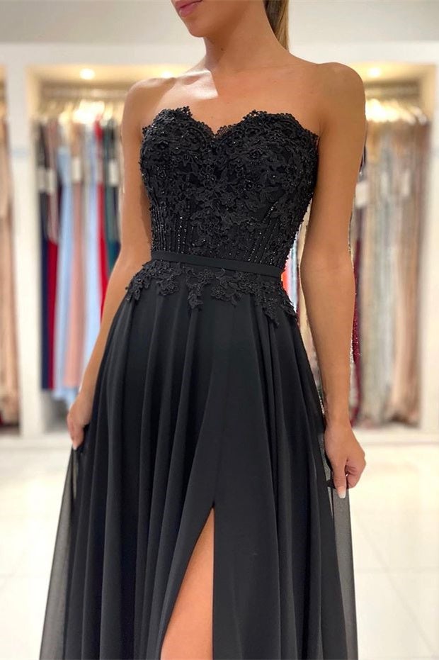 Lace Long Front Split Prom Dress Off-The-Shoulder Evening Gown Secondary image
