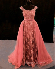 Lace Mermaid Evening Prom Dress Spaghetti Straps Removable Train