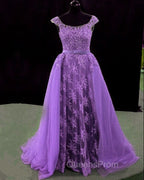 Lace Mermaid Evening Prom Dress Spaghetti Straps Removable Train
