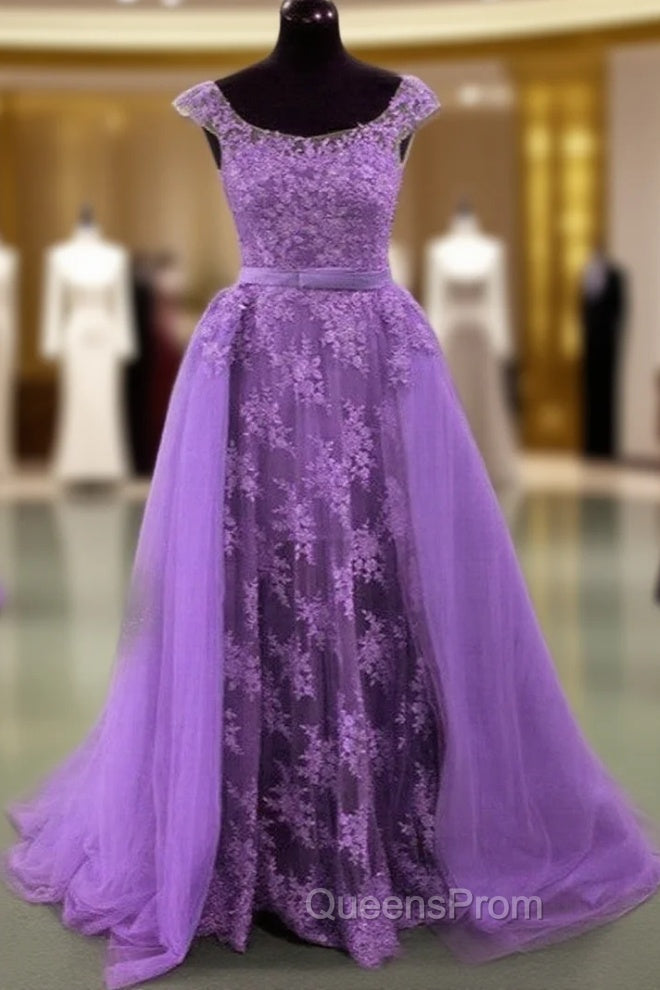 Lace Mermaid Evening Prom Dress Spaghetti Straps Removable Train Main image