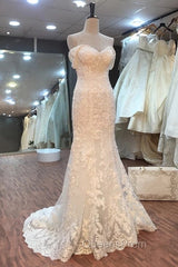 Lace Off Shoulder Mermaid Wedding Dress Removable Skirt